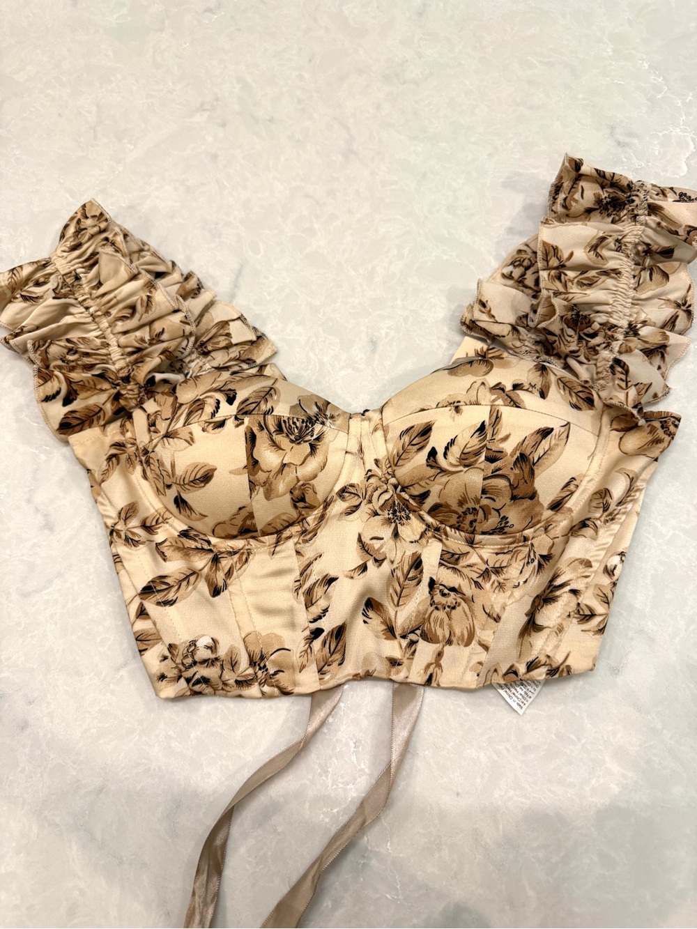 Women’s Crop Corset Top with Ruffle Sleeves